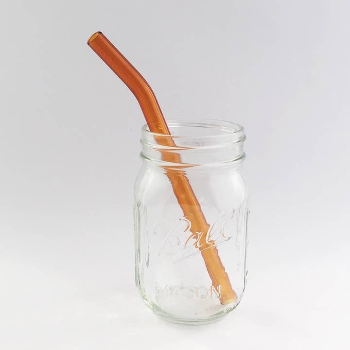 8" Amber Barely Bent Smoothie Glass Straw for wholesale by Strawesome