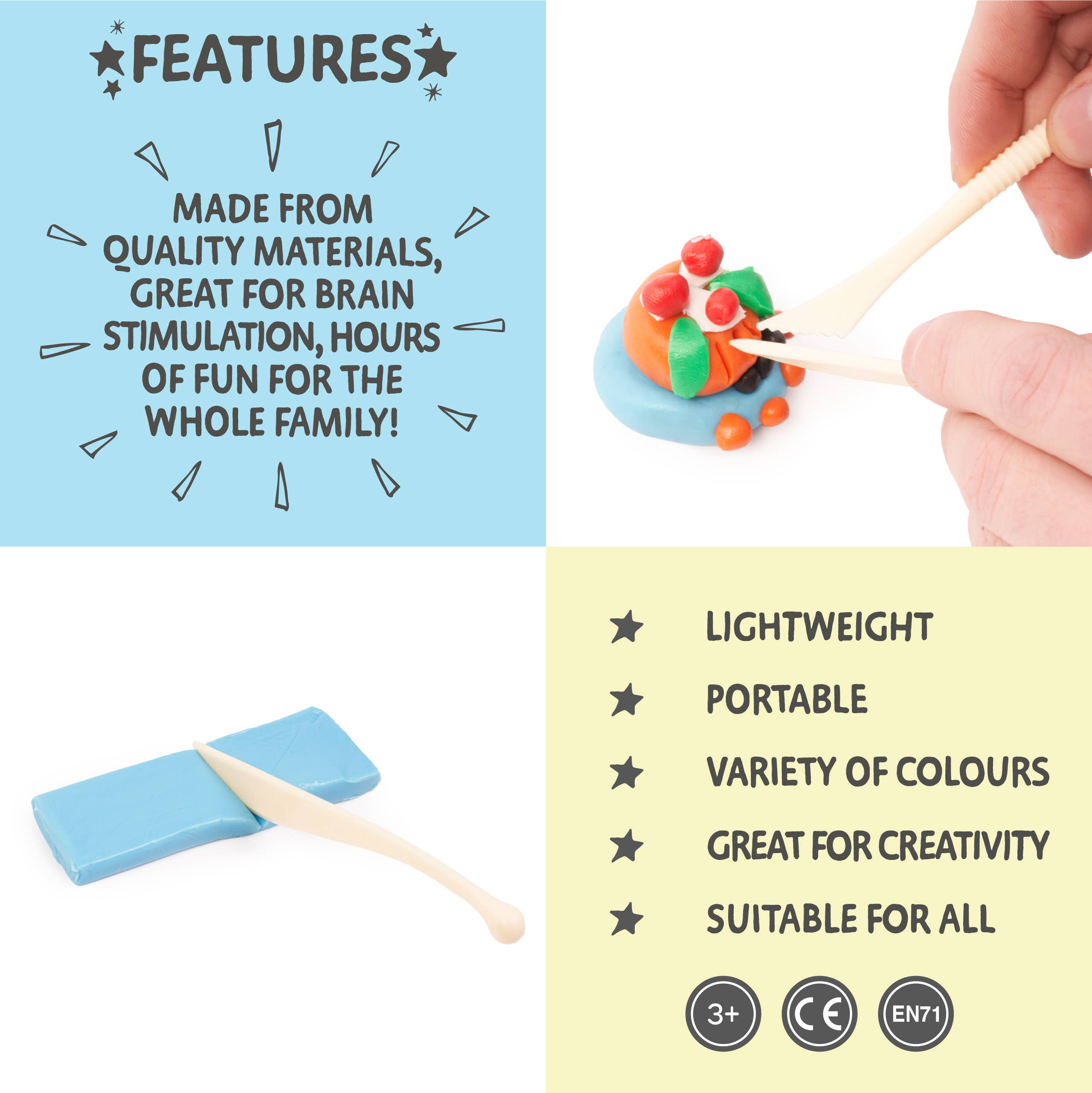 The Twiddlers - Wholesale DIY Craft Kit - Kids - 50 Colour Modelling Clay Starter Kit with Tools & Storage2