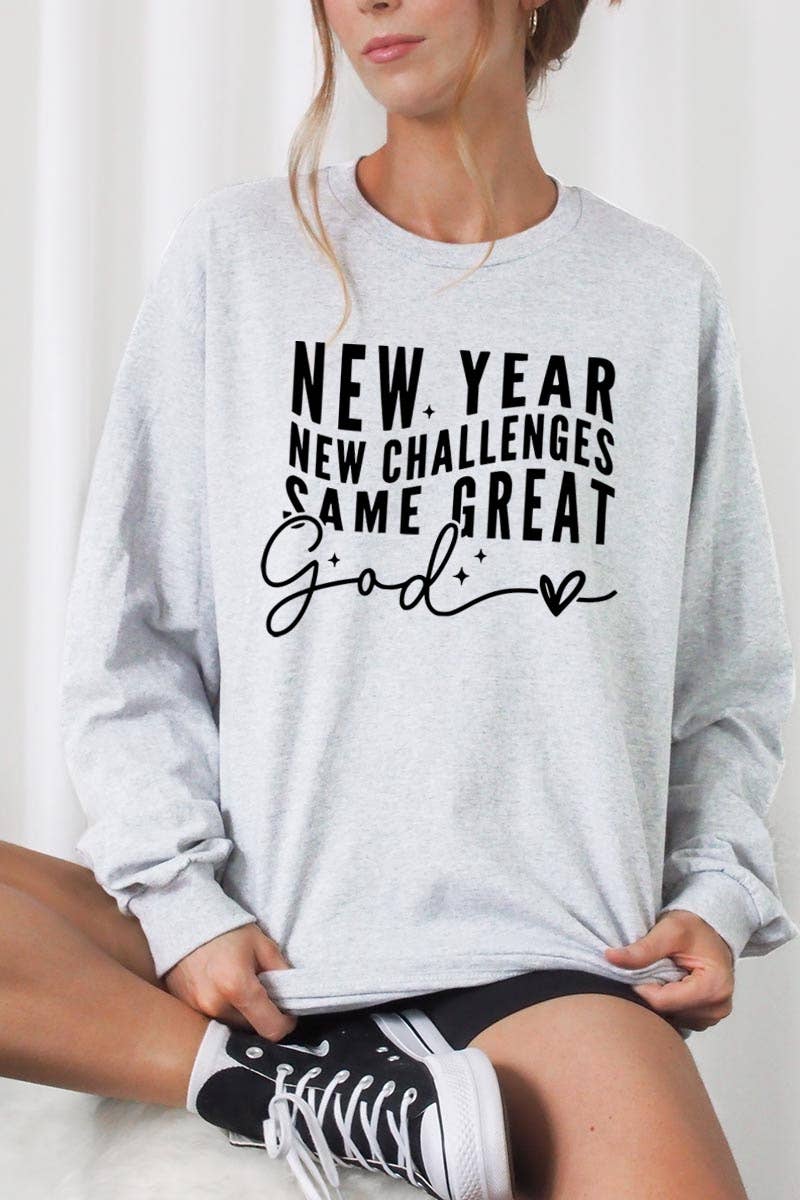 Pink Irene Wholesale - Wholesale Shirt - Women's - New Year New Challenges Graphic Plus Long Sleeve Tee