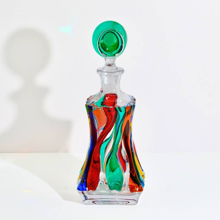 Jazz Square Decanter, Hand-Painted Italian Crystal for wholesale by Via Graceffo
