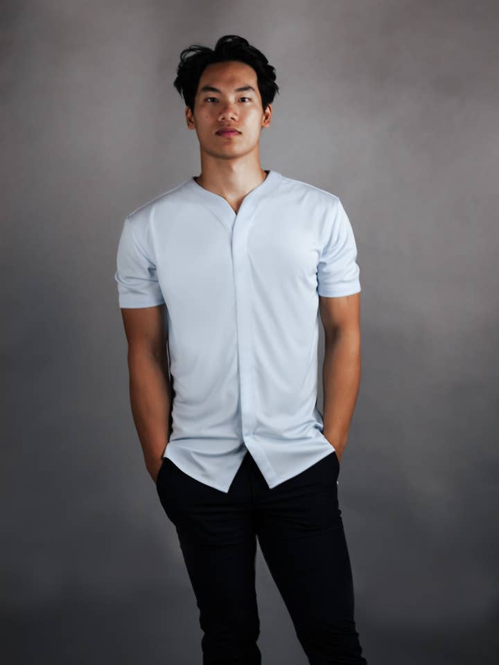 2.0 Collarless Future Short Sleeve - Light Blue (Recycled) for wholesale by Cheegs