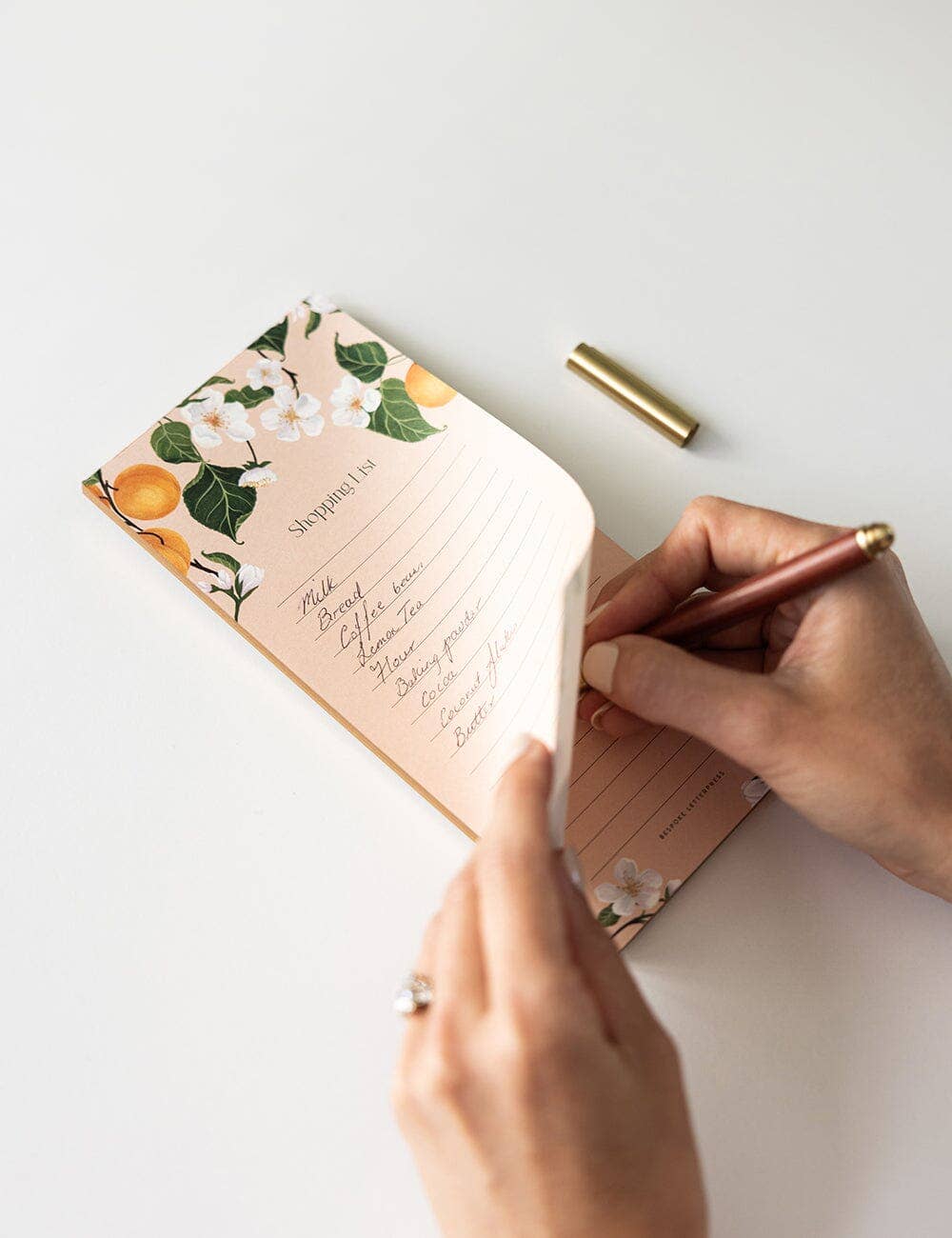 Bespoke Letterpress - Wholesale Notepad - Peaches Shopping List DL Notepad3