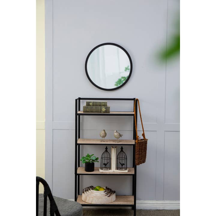 Black Circle Wall Mirror with Wooden Frame for Home & Office for wholesale on Faire14