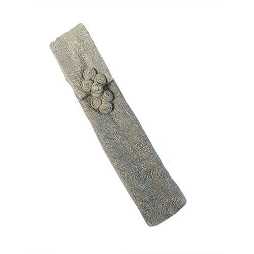 Fan Bag, Gray Linen, With Chinese Button for wholesale by World Treasure Trading