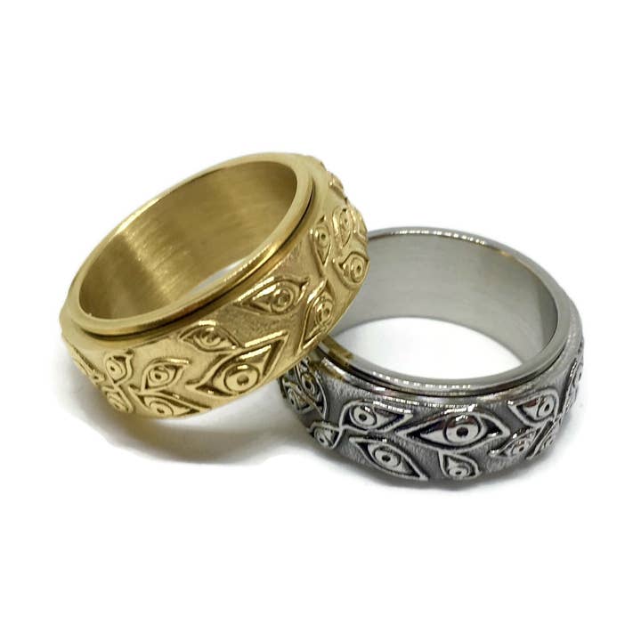 Third Eye Spinning Ring | Anxiety Fidget Gothic Band for wholesale by Gifts From The Crypt