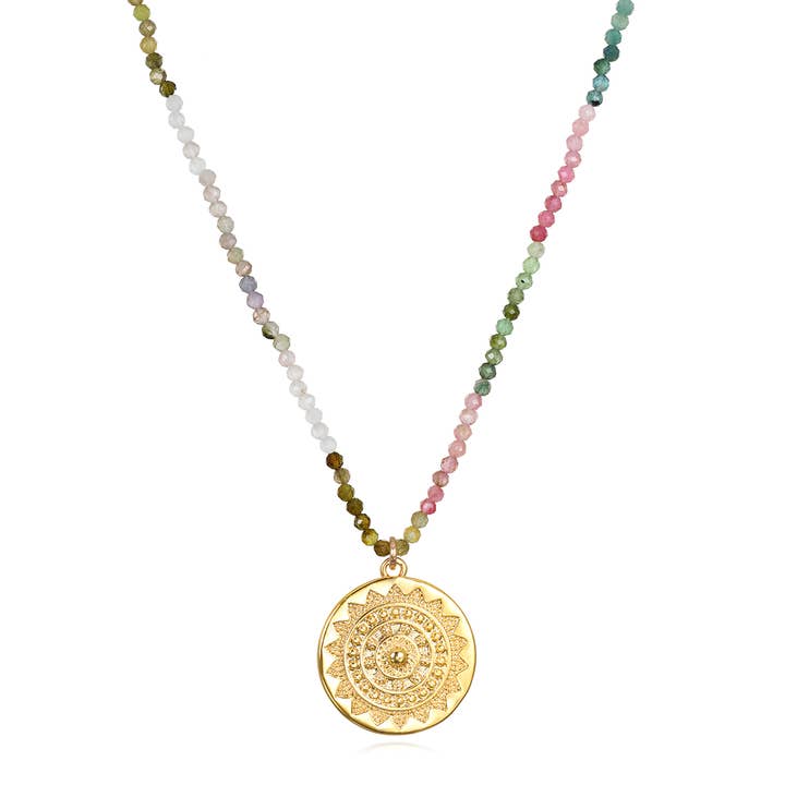 Tourmaline Medallion Necklace for wholesale by Amelia Rose Jewelry
