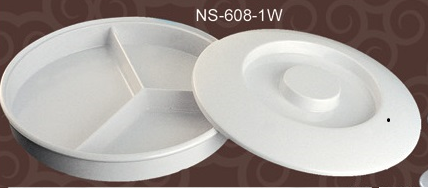 Yanco - Wholesale Serving Tray - 8 1/4" DEEP DIVIDED SERVER W/LID WHITE0
