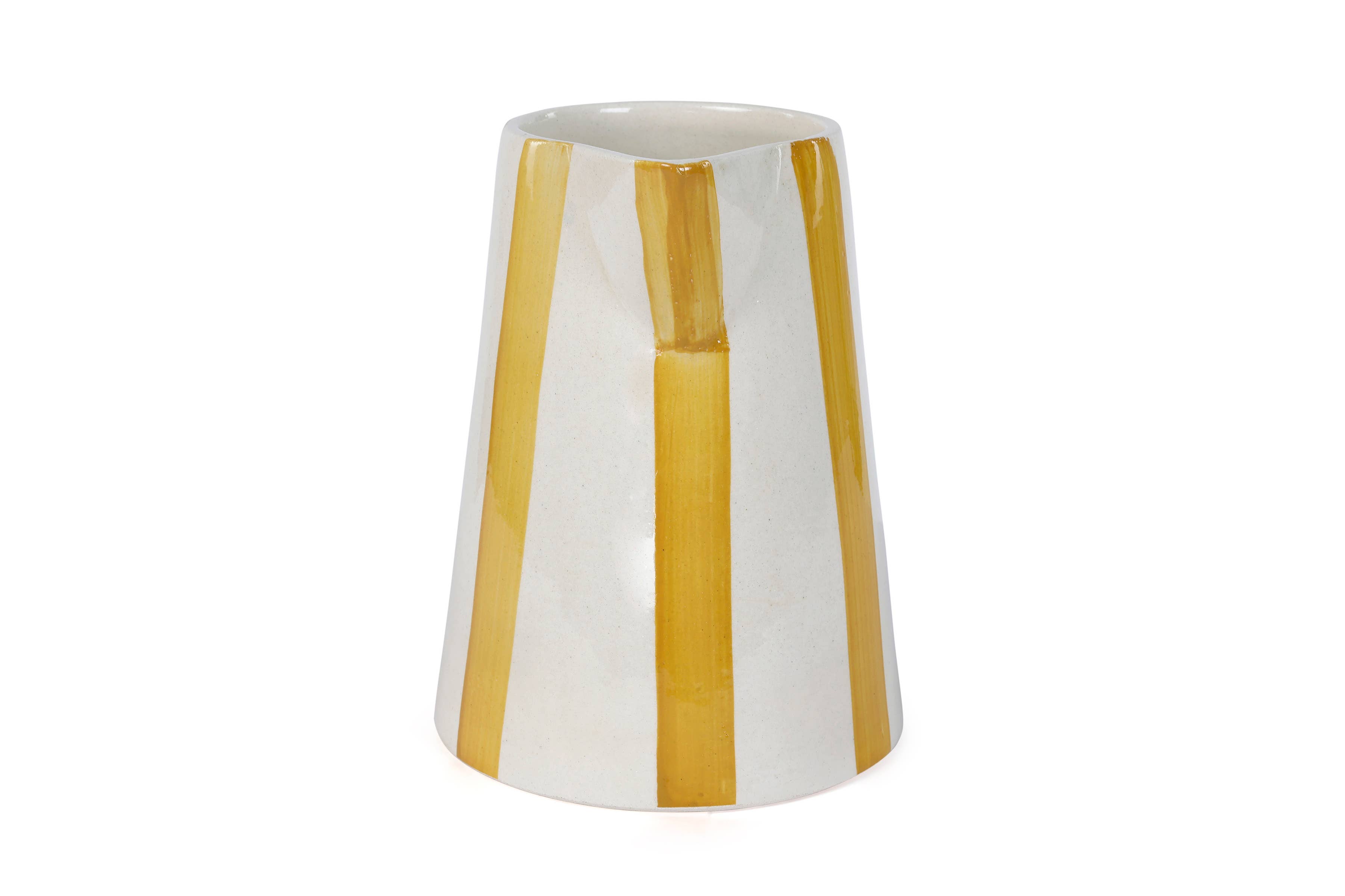 Casa Amarosa – wholesale Pitcher – Ceramic Stripe Pitcher, yellow- 8.25 x 8.25 x 8 Inches 5