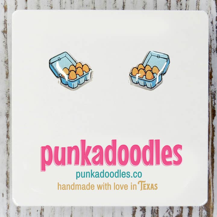 Egg Carton Earrings // White or Brown for wholesale by Punkadoodles.co