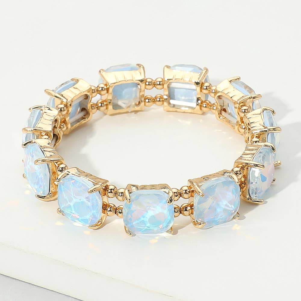 Sensibling Corp. - Wholesale Link & chain bracelet - Cushion Square Stone Stretch Evening Bracelet15