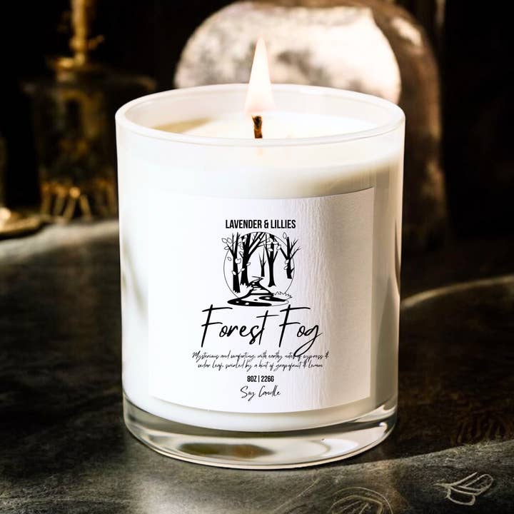 Forrest Fog- Vela de Soja- Vaso de Vidrio Transparente de 8oz para venta al por mayor de Lavender & Lillies