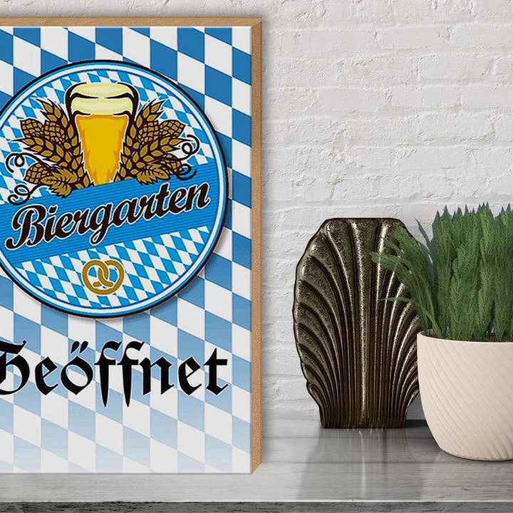 Femer - Wholesale Sign - Wooden sign saying 30x40cm Biergarten Bier Pretzel Bayern2