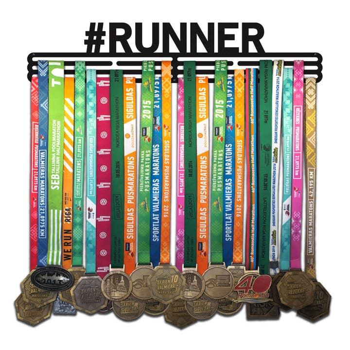 United Medals – wholesale Väggkrok – Medalj hängare #RUNNER - Matt Svart - X-Large