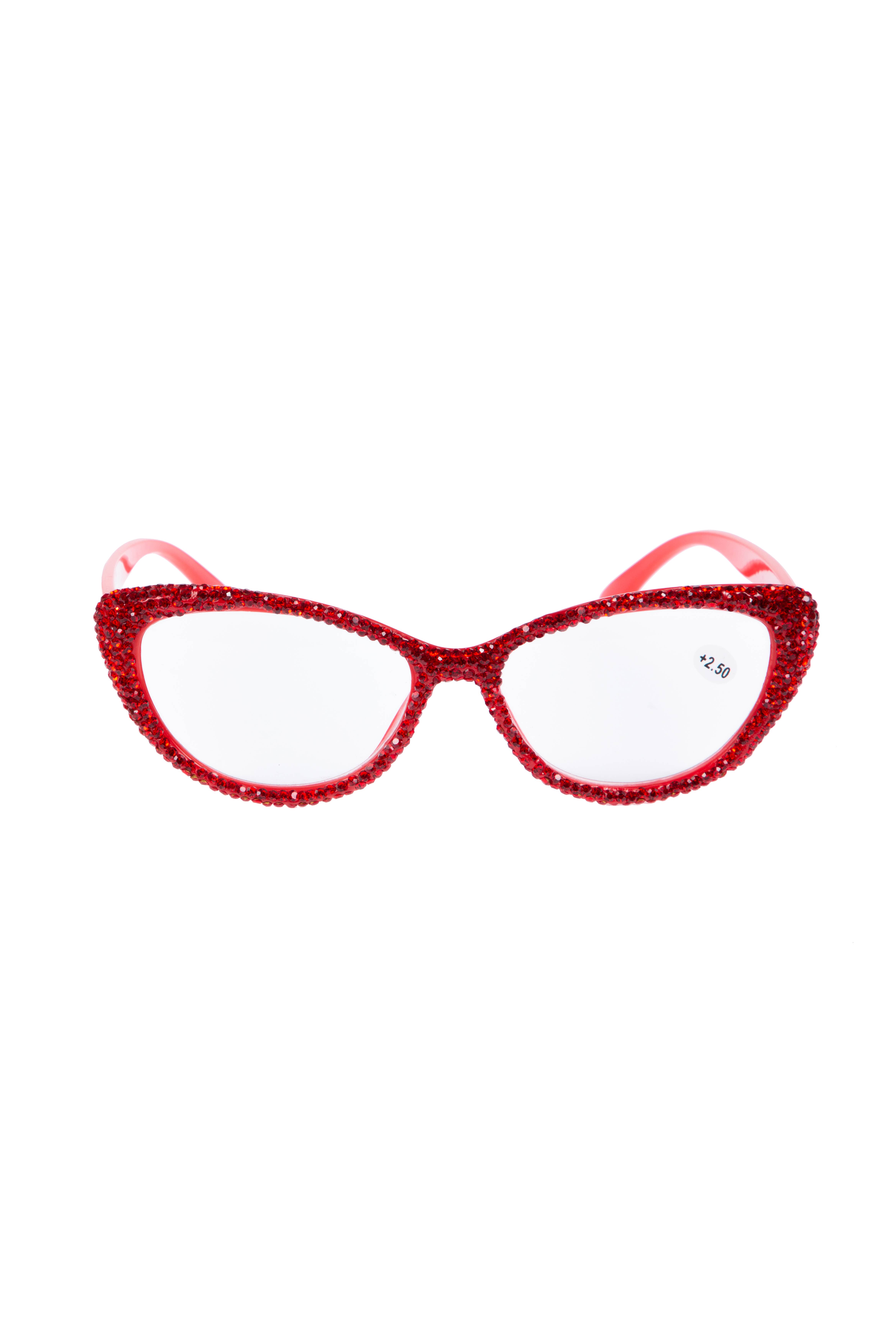 Ole - Vendita all'ingrosso Occhiali da vista - Donna - Occhiali da vista da donna con strass rossi fatti a mano0