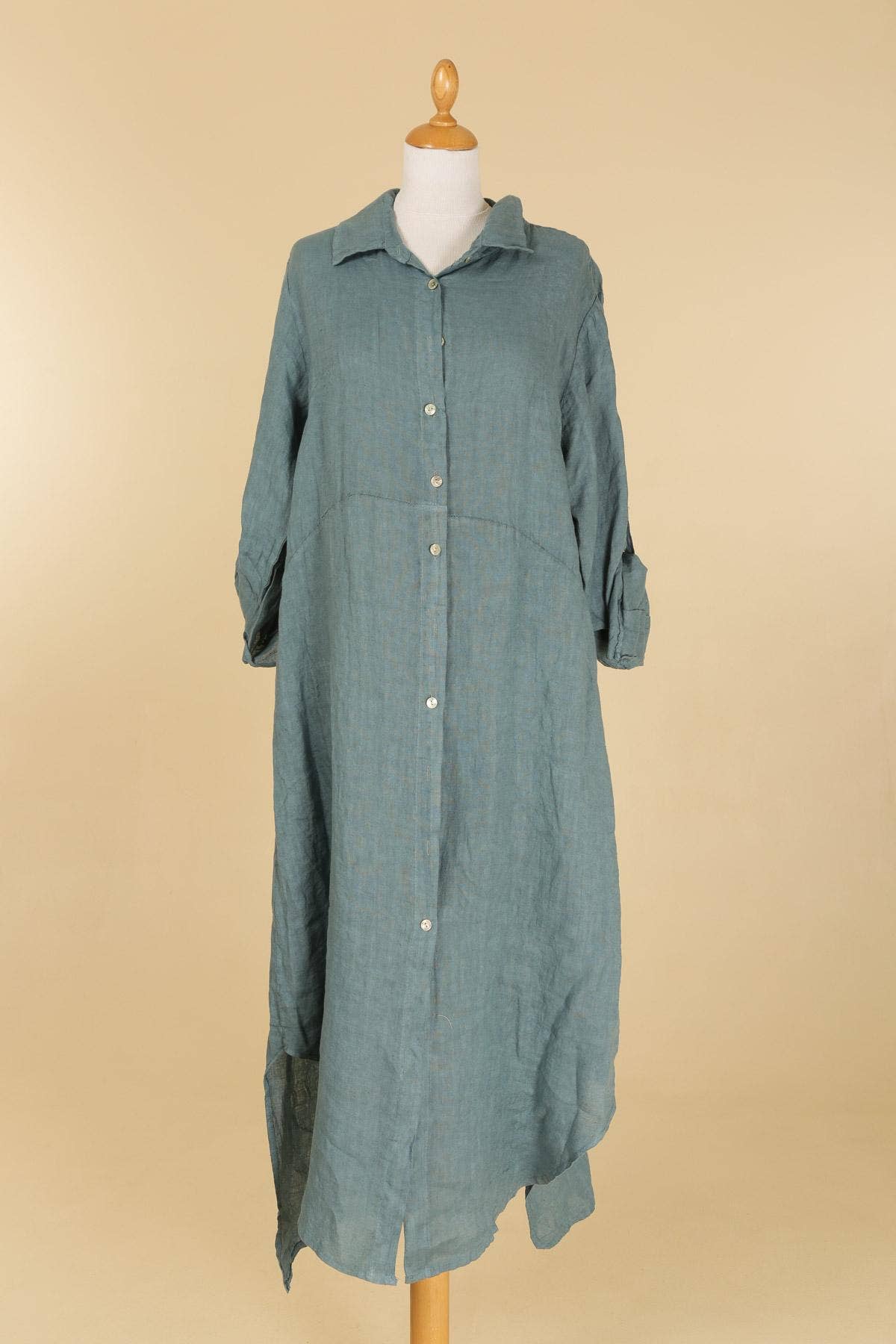 la maison des fibres naturelles - Wholesale Button Down Shirt - Women's - Long shirt dress 68036 100% LINEN62