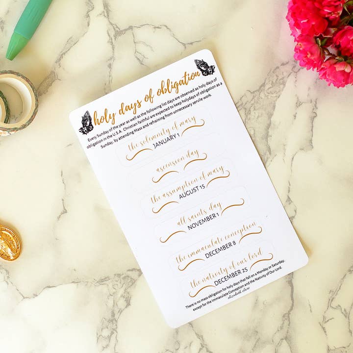 Catholic Liturgical Year Holy Day Planner Stickers for wholesale by Elizabeth Clare