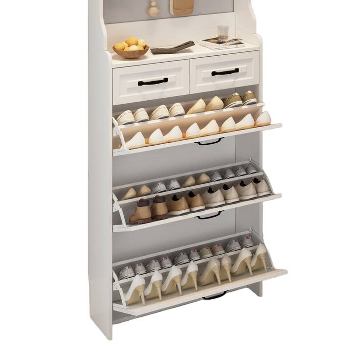 White Avenue Entryway Storage Shoe Cabinet with 2 Drawers for wholesale on Faire5