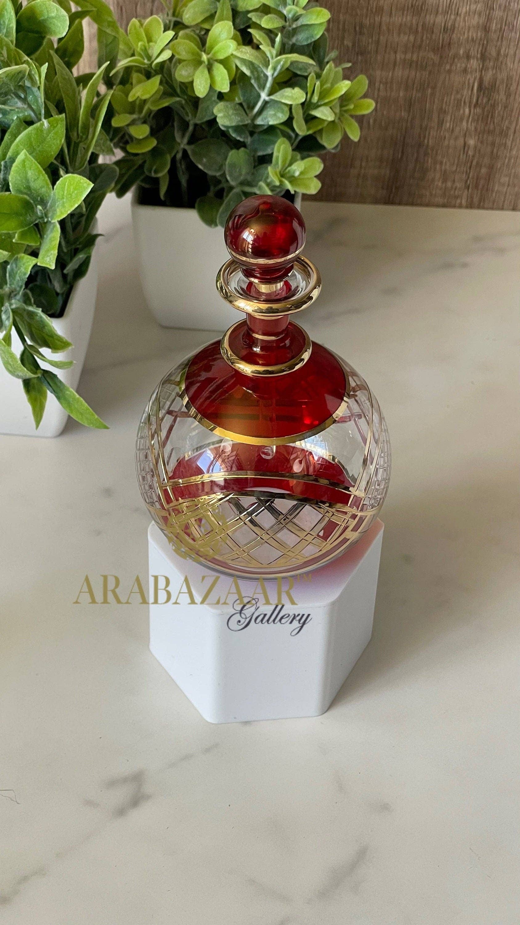 Arabazaar Gallery LLC – Perfume/Eau de Toilette por atacado – Frasco de Perfume Egípcio Flat Globe Shape W/14 K Gravação às Mãos1