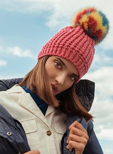 Kyi Kyi - Wholesale Beanie - Women's - Classic Fur - Multi Color Pom25