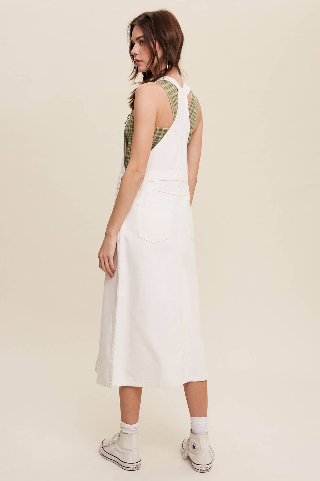 Weiss Weißes Denim-Overall-Midikleid für den Großhandel auf Faire8