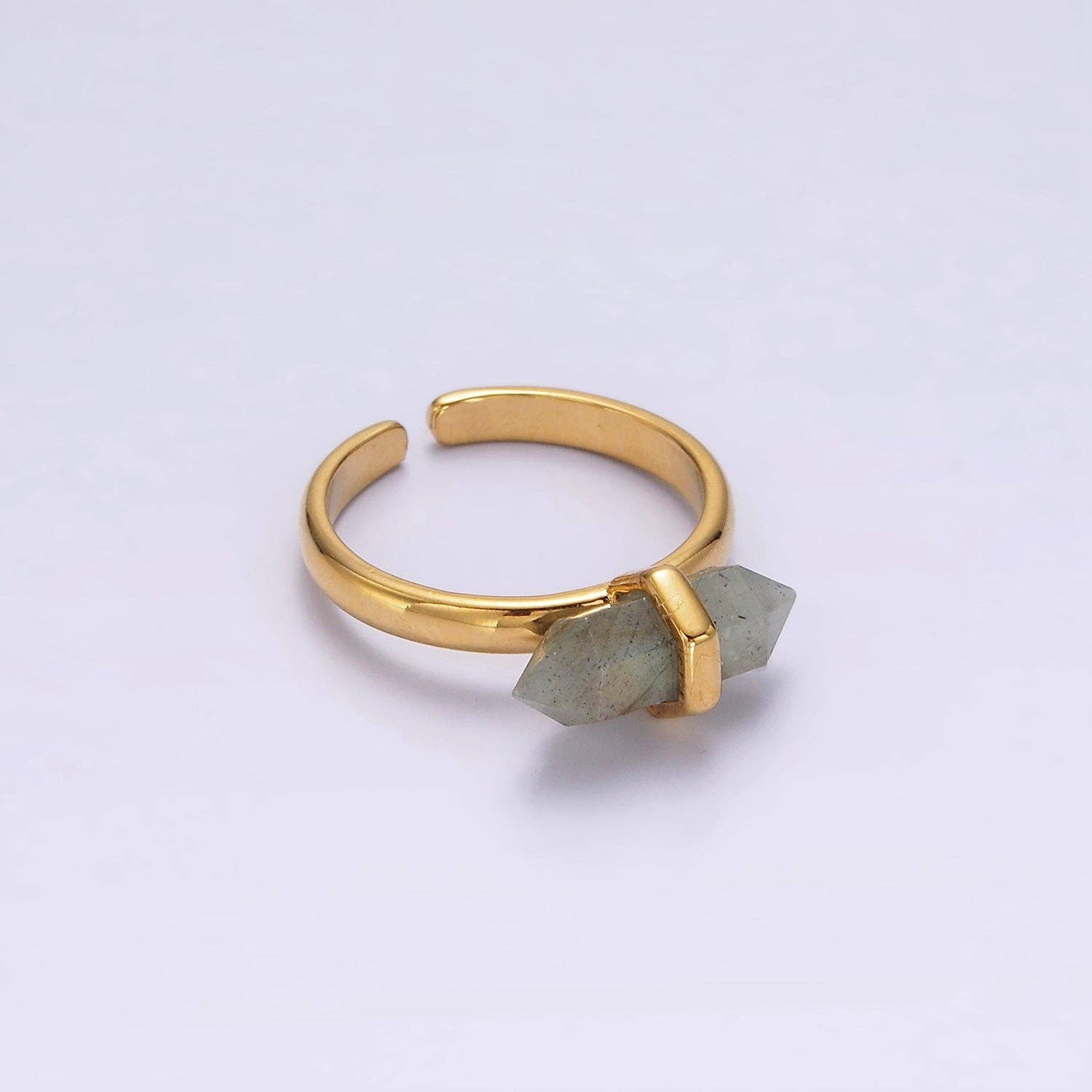 Aim Eternal - Vente Solitaire - Bague en or 14 carats en forme de citrine, quartz rose, aigue-marine, amazonite, howlite, améthyste, labradorite, onyx | O1043 - O10505