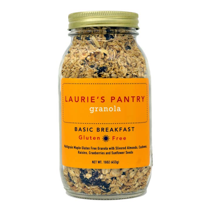 Basic Breakfast Gluten Free Granola (16 oz Jar) for wholesale by Laurie's Pantry