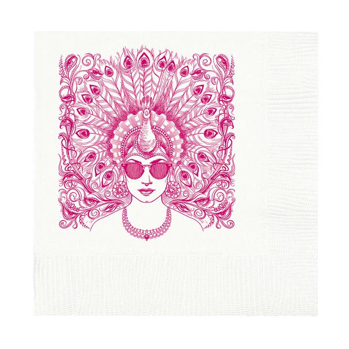 Peacock Madame Cocktail Napkins for wholesale by Alexa Pulitzer