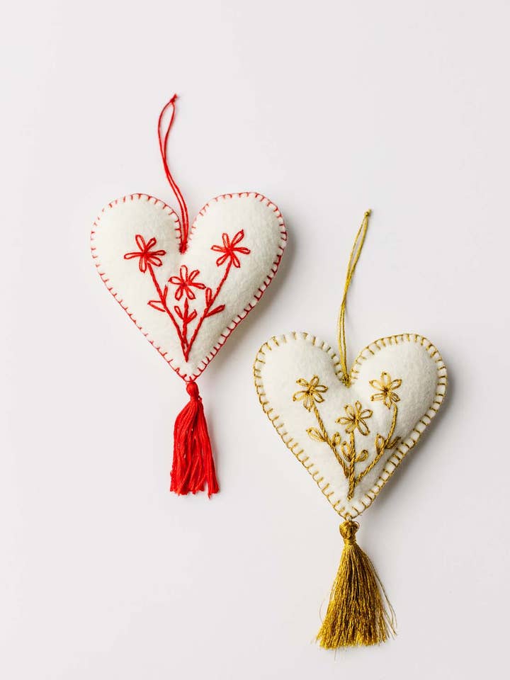Alejandra Felt Heart Ornament for wholesale by Vi Bella