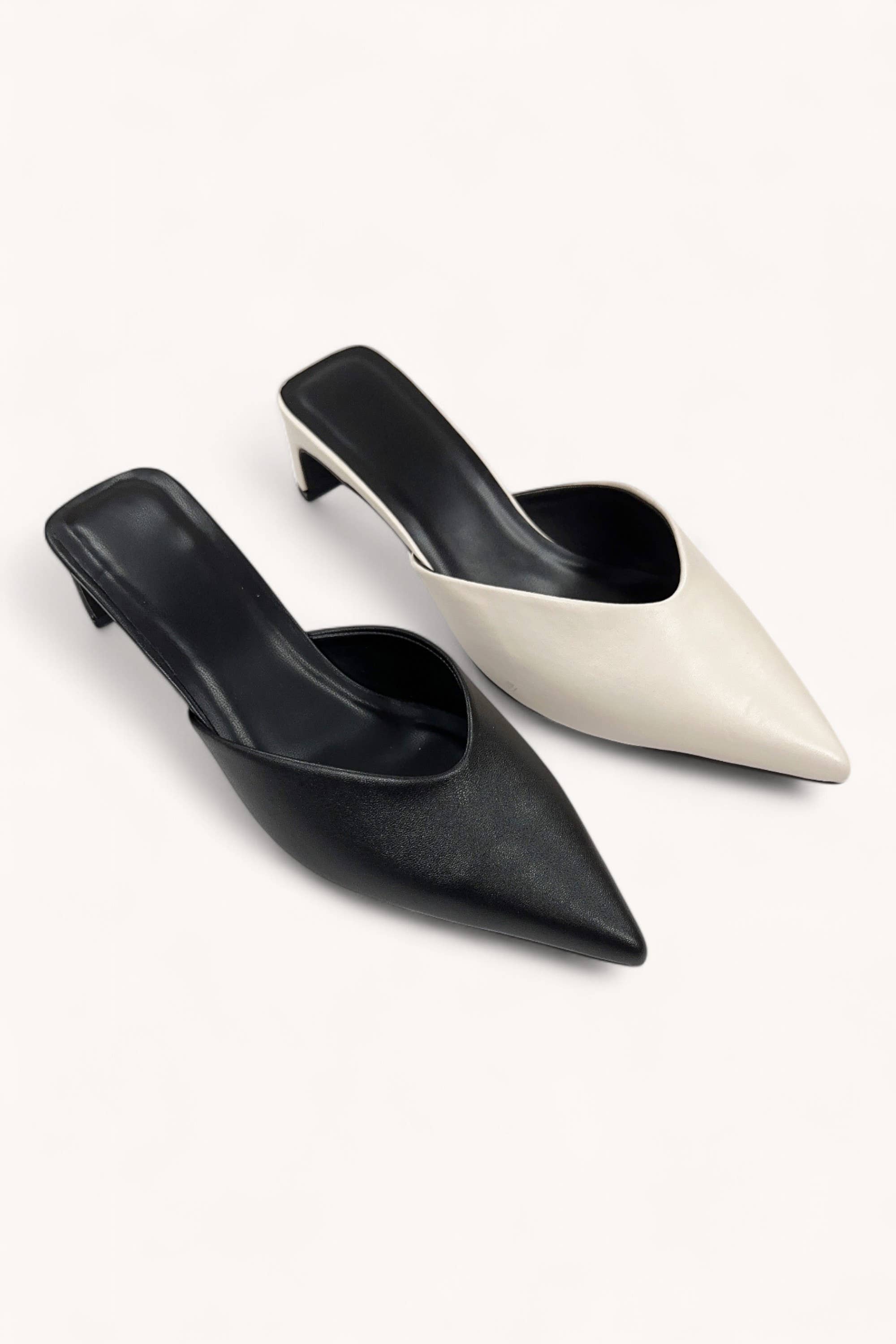 CCOCCI - Wholesale Low Heels - Women's - ADINA-01 ELEGANT V-CUT POINTED-TOE MULE HEELS2