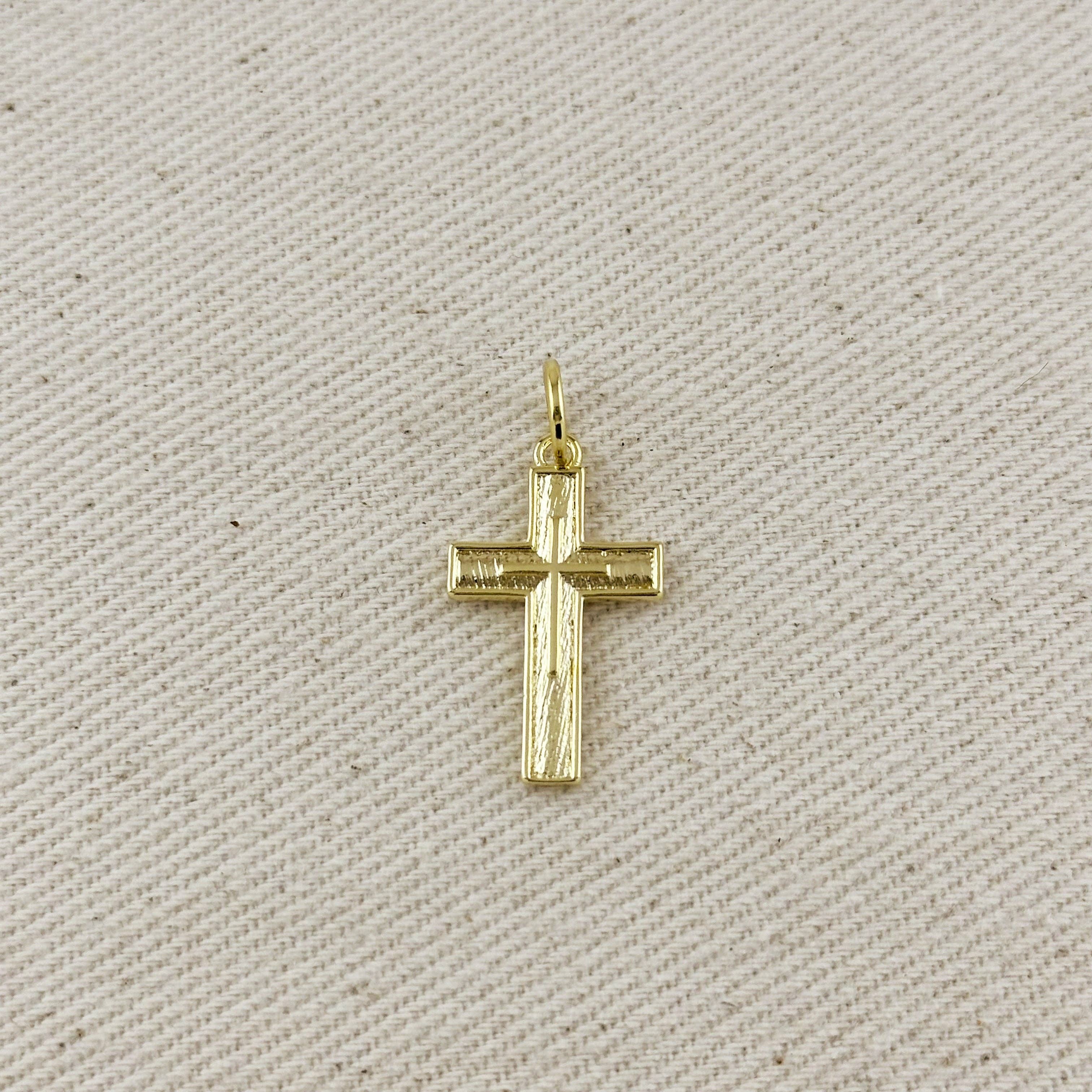 GoldFi – wholesale Individual charm/pendant – 18k Gold Filled Textured Cross Charm0