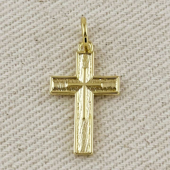 GoldFi – wholesale Individual charm/pendant – 18k Gold Filled Textured Cross Charm0