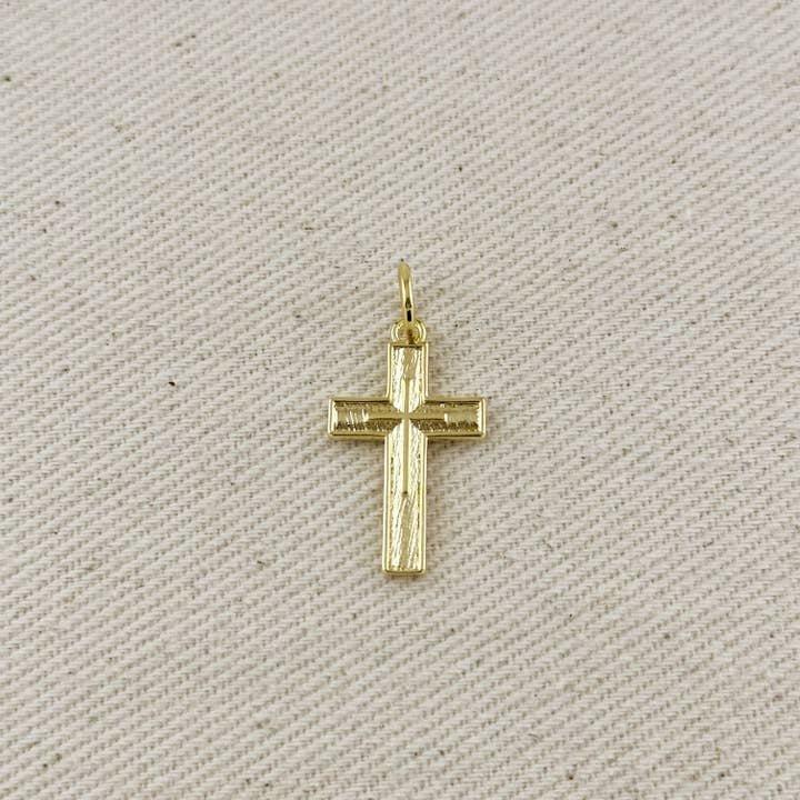 GoldFi - Wholesale Individual Charm/Pendant - 18k Gold Filled Textured Cross Charm0