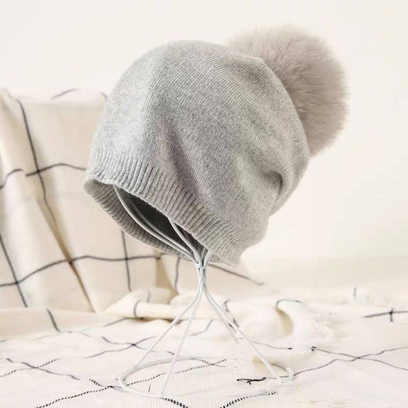 FanakoStudioNYC – Gorro - Mulher por atacado – Touca de lã com pompom removível de pele natural4