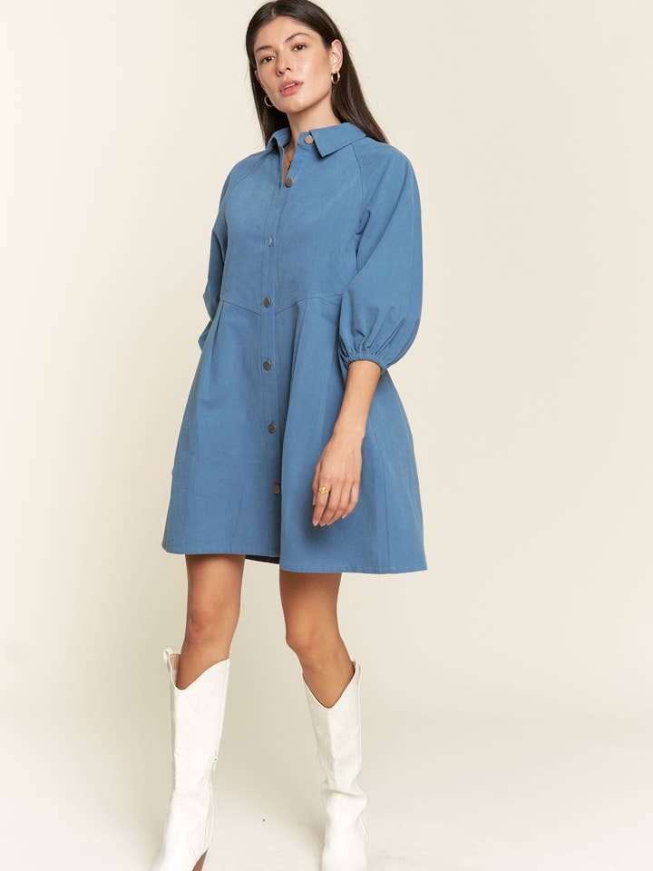 JADE BY JANE - Wholesale Dress - Women's - Washed denim style dress JJD5019 (Regular size only)4