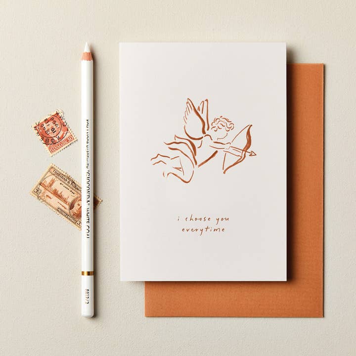 I Choose You Cupid Valentine's Card | Modern Valentine's Day for wholesale by Ink & Bloom