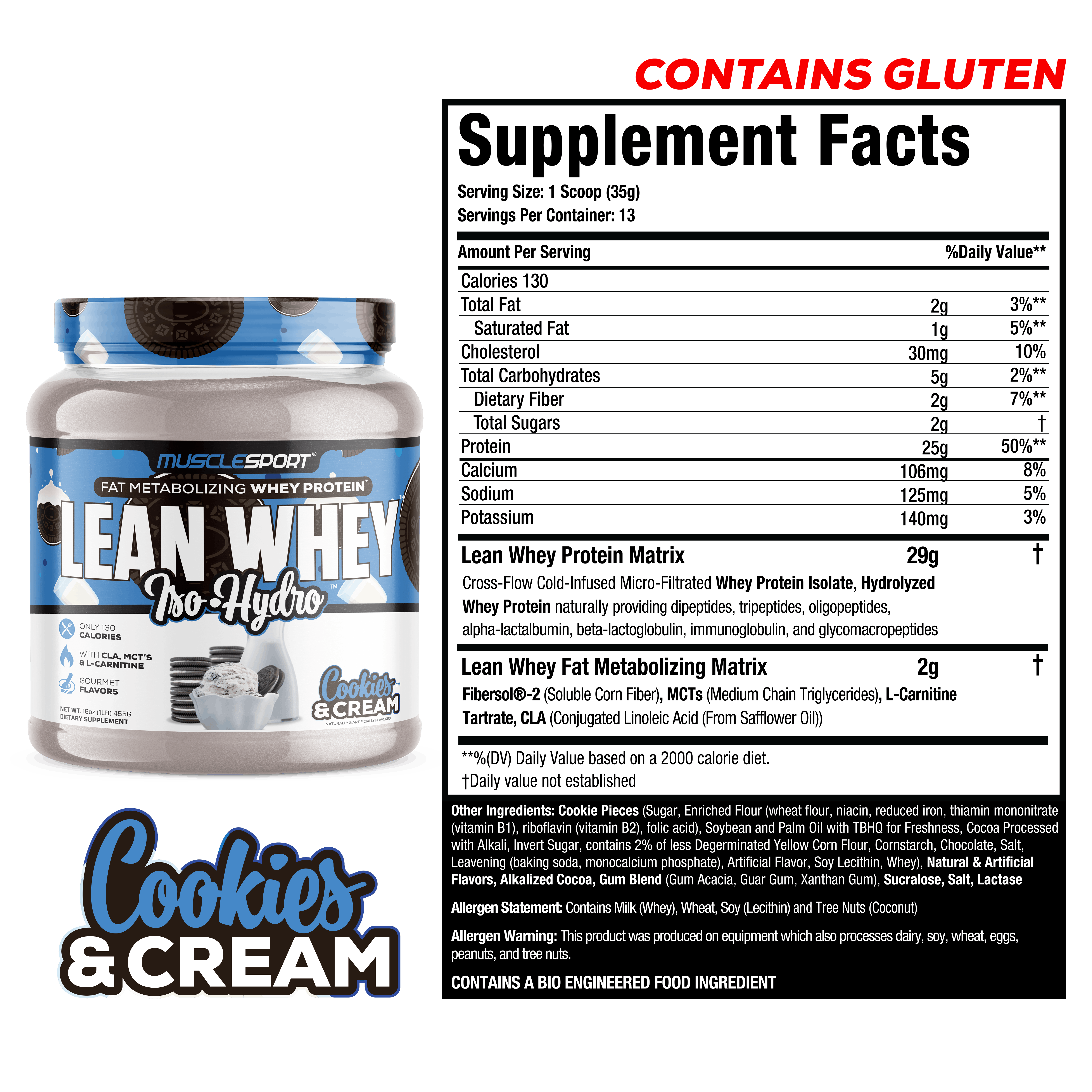 MuscleSport - Wholesale Protein/Superfood Powder - Lean Whey™ Iso Hydro Gourmet Protein 1lb28