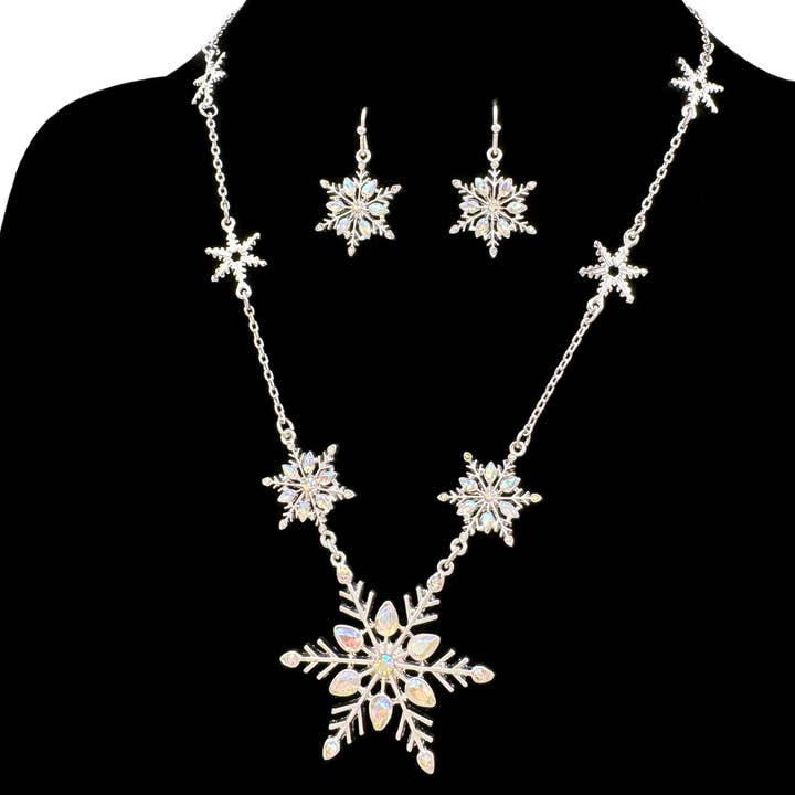 Conjunto Colar Rhinestone Cristal Winter Snowflake por atacado de Lunar Deer