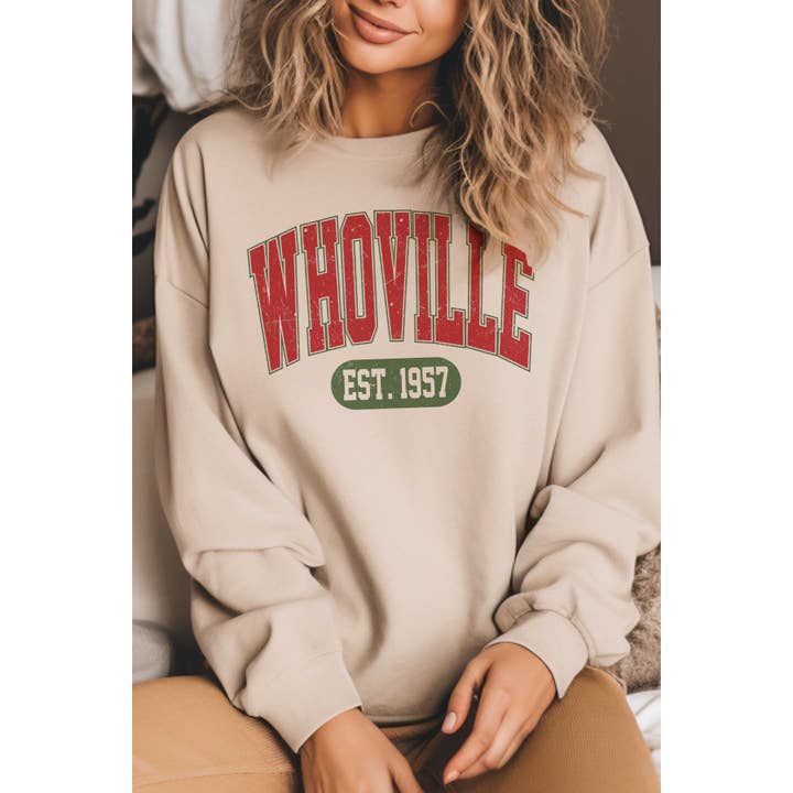 BLUME & CO. - Wholesale Graphic Sweatshirt - Women's - WHOVILLE EST 1957 Oversized Graphic Sweatshirt