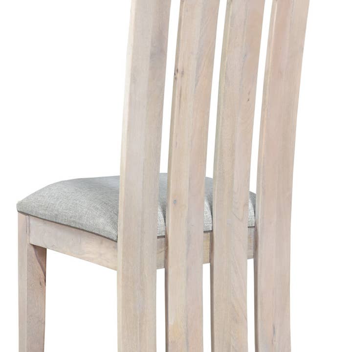 HomeRoots - Wholesale Chair - Set of Two Gray and Natural Fabric And Wood Slat Back Dining Side Chairs5