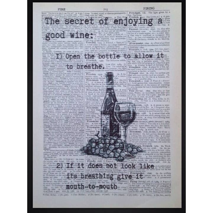 Funny Wine Dictionary Wall Art Quote - Quirky Wall Art for wholesale by Parksmoonprints