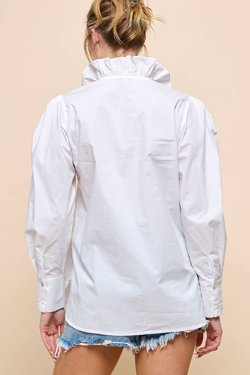 Cezele - Wholesale Overhemd met knopen - Dames - Top met ruches en lange mouwen15