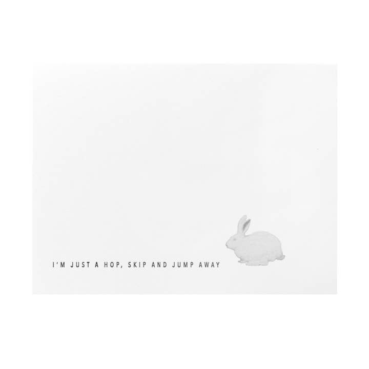 Rabbit I'm Just a Hop, Skip and Jump Away Card for wholesale by Embued Photophiles