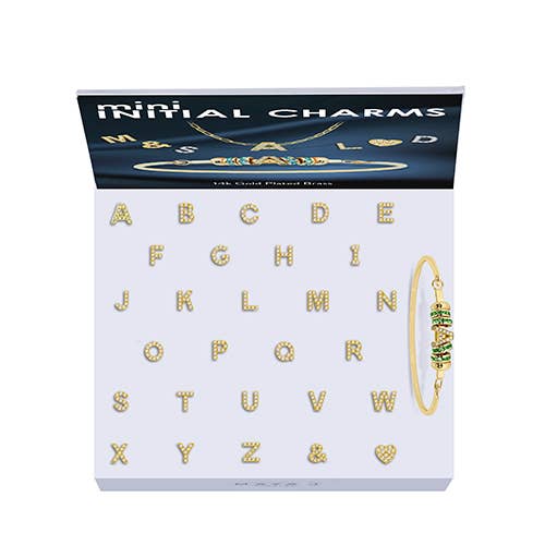 Maya J - Wholesale Individual Charm/Pendant - 14K Gold-Plated 8mm Mini Initial Charms - Full Display0