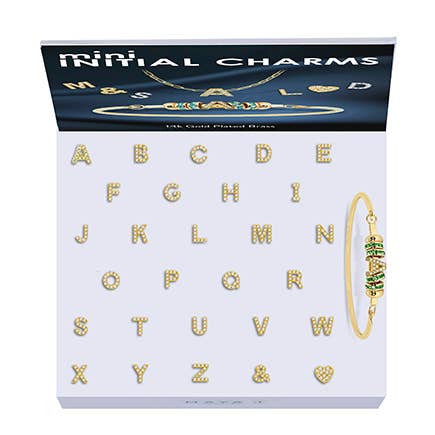 Maya J - Wholesale Individual Charm/Pendant - 14K Gold-Plated 8mm Mini Initial Charms - Full Display0