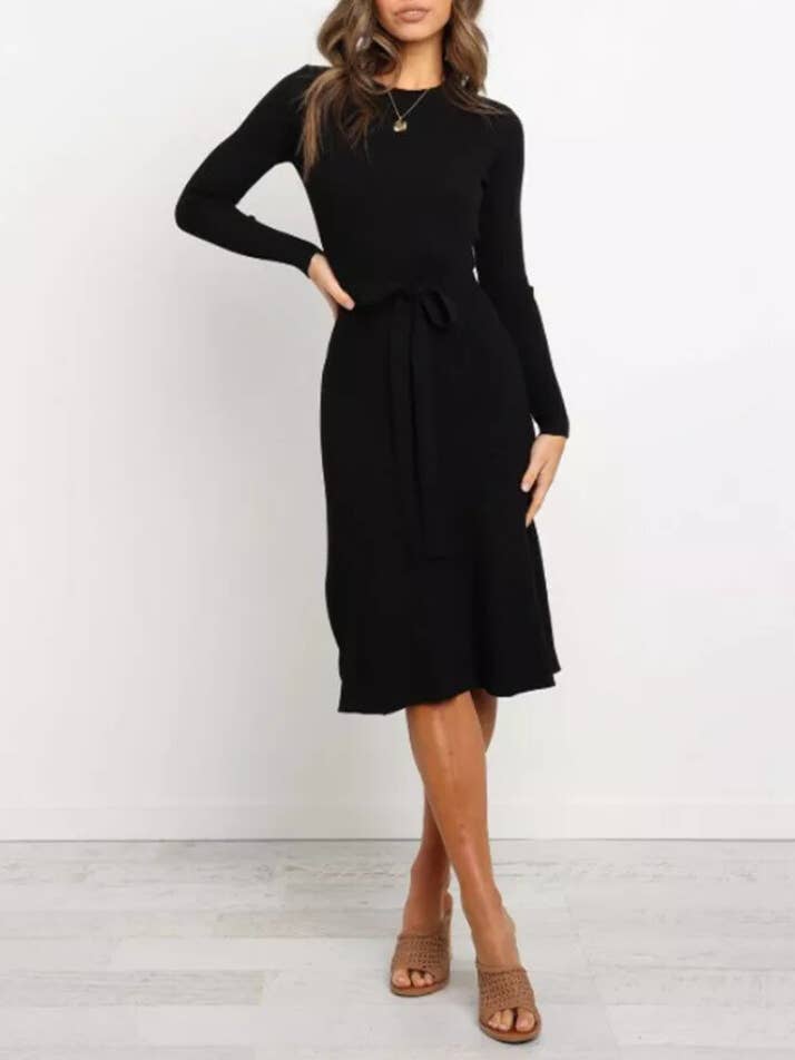 Linda - Robe midi pour femme, Noir pour la vente par Madia & Matilda