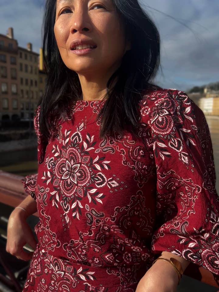 MY DRESS MADE - Wholesale T-Shirt - Women's - Scarlett bandana slub viscose fabric - printed in France5