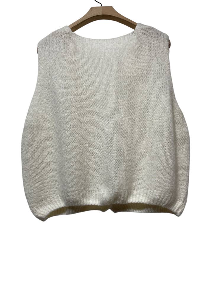 LINEN & COTTON HOUSE - Wholesale Sweater Vest - Women's - Sleeveless sweater with buttons 50714