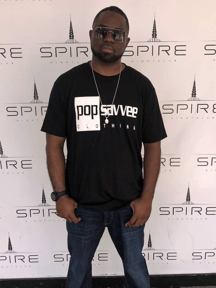 Black Short Sleeve Crewneck T-Shirt - White 3D Logo for wholesale by Pop Savvee Clothing