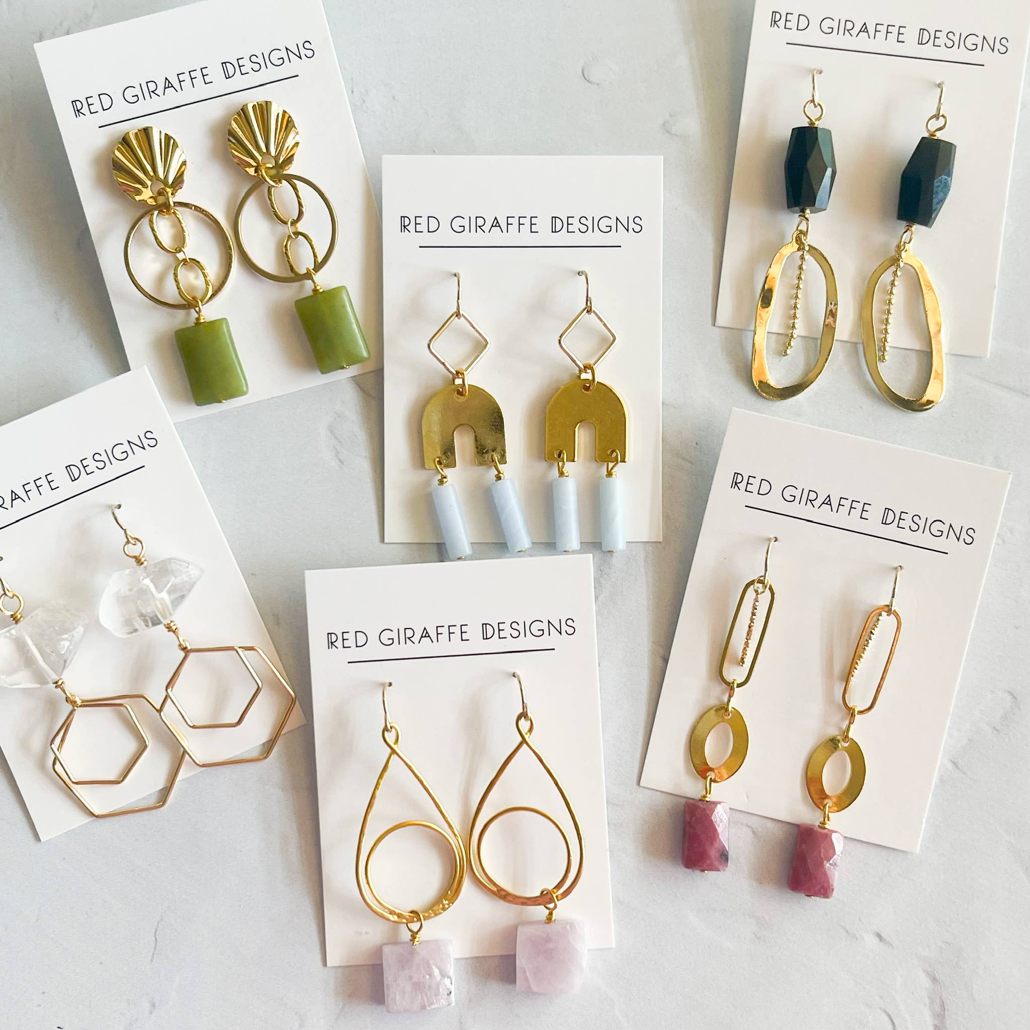 Red Giraffe Designs - Wholesale Dangle Earrings - Assorted Long Gold Earrings1