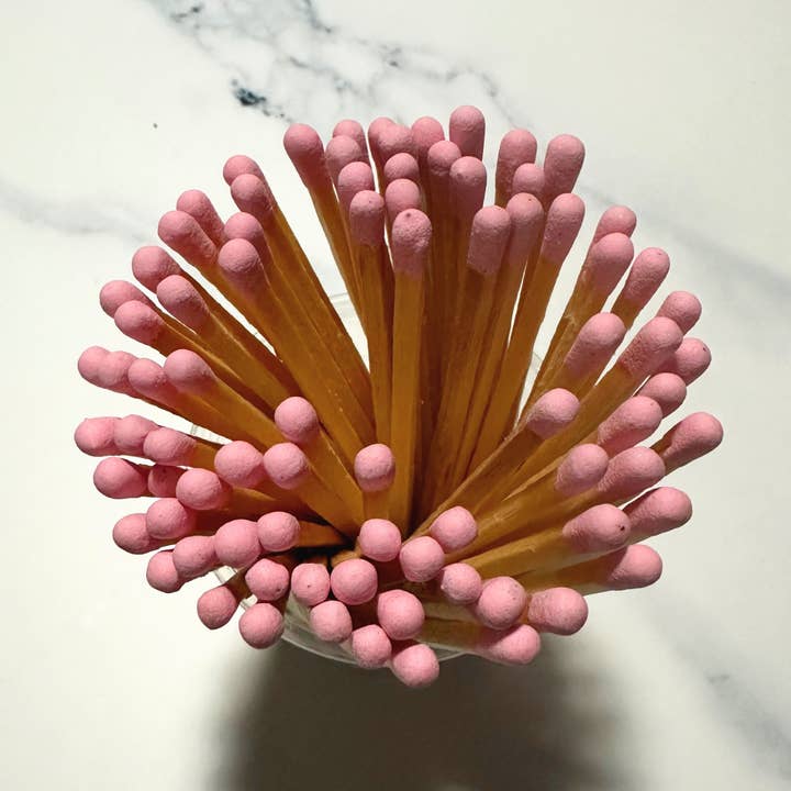 Party Matches | Pink Tip | 4 inch | 30 count | Glass & Cork for wholesale by Amaryllis Park